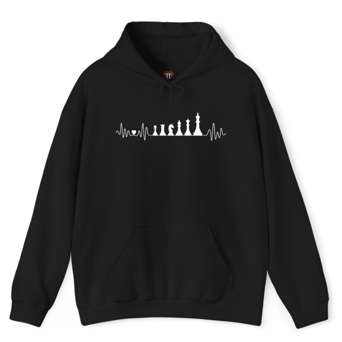 Chess Heartbeat Hoodie with Heart and Chess Pieces Chess Heartbeat Hoodie with Heart and Chess Pieces