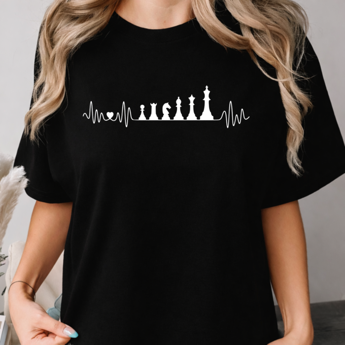Chess Heartbeat Shirt with Heart and Chess Pieces Chess Heartbeat Shirt with Heart and Chess Pieces