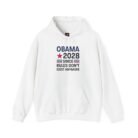 White hoodie with Obama 2028 Since Rules Don’t Exist Anymore political design
