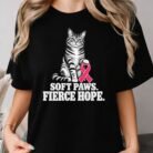 Soft Paws Fierce Hope Breast Cancer Awareness Cat Shirt