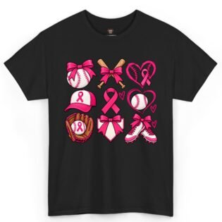 Pink Ribbon Baseball Breast Cancer Awareness Shirt