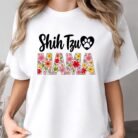 Shih Tzu Mama Shirt – Floral Dog Mom Gift for Pet Lovers