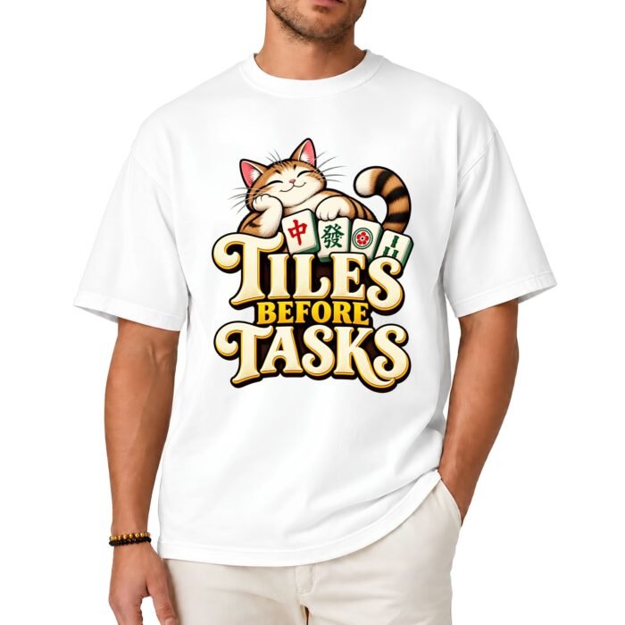 Tiles Before Tasks Mahjong Cat Shirt Tiles Before Tasks Mahjong Cat Shirt